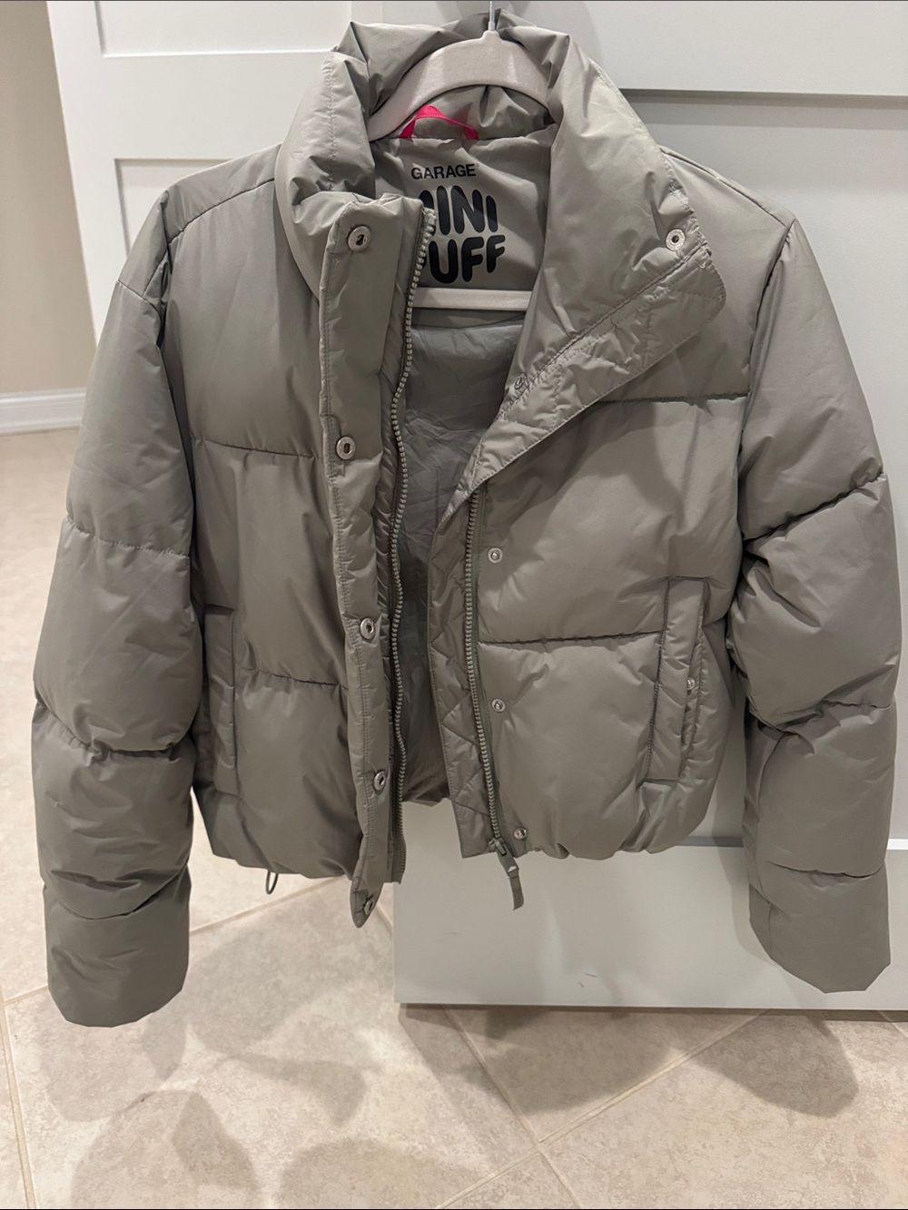 Garage Green Cropped Puff Jacket